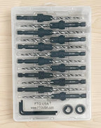 FTG USA 12 Pc #10 (3/16") Countersink Drill Bit Set for Wood with Tapered Drill Bit