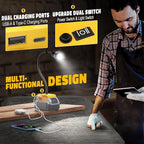 LIVOWALNY 2000LM LED Work Light Compatible with Dewalt 20V Battery, 20W Flood Light, 12" Flexible Gooseneck, Flashlight Lights with USB-A & Type-C Charging Port, Low Voltage Protection (No Battery)