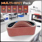 KonaFlex Sanding Belts 20 Pack 3x18 Inch Belt Sander Paper Aluminum Oxide with 60/80/120/150/240 Grits for Woodworking, Paint Sanding, Metalworking, Rust Removal
