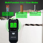 Stud Finder Wall Scanner - 5 in 1 Electronic Stud Detector with Upgraded Smart Sensor, Audio Alarm and HD LCD Display for the Center and Edge of Wood, AC Wire, Metal and Studs Detection(Frosted Black)