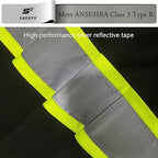sesafety High Visibility Shirts for Mens Class 3 Hi Vis Reflective Construction Shirts for Men with Pocket Safety T Shirts for Men Work Shirt for Mens Short Sleeve Black Yellow Strips 2XL