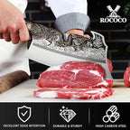 ROCOCO 2lb Dragon Butcher Knife Heavey Duty Cleaver Knife for Meat Bone Cutting 9.5" Cool Big Viking Camping Chopper Cutter with Sheath Birthday Father Mother Christmas Gift Idea Men