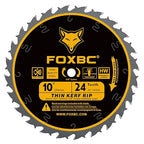 FOXBC 10-Inch Thin Kerf Ripping Table Saw Blade for Wood Cutting, 24-Tooth FTG, 5/8-Inch Arbor