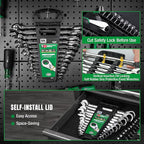 SK Reversible Ratcheting Wrench Set, Combination Wrench Set, 13-Piece, SAE 1/4" to 1", 72-Tooth, Premium CR-V Construction, with Rack Organizer