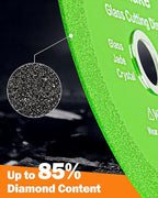 Glass Cutting Disc, Allmake 5pcs Rock Slab Grinding Disc 4.5 Inch for Angle Grinder, Diamond Glass Cutter Saw Blades for Grinding Cutting Bottle Crystal Ceramic Tile, Discos para Cortar Ceramica