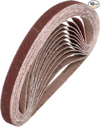 HARFINGTON 3/8 x 21 Inch Sanding Belts, 10 Pcs 60 Grits Aluminum Oxide Abrasive Belt Sander File Belt for Woodworking, Metal Polishing, Knife Sharpener