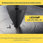 Lichamp Jumbo 2-3/8" Unibit Step Drill Bit for Metal, Extra Large Drill Stepper Bit for Hard Metal Heavy Duty, 12 Sizes from 1/4" to 2-3/8", Spiral Grooved, C5BK