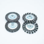 4 Inch Twist Knotted Wire Wheel Brush Set for Angle Grinder with 5/8 Inch-11 Threaded Arbor - Heavy-Duty Conditioning for Various Metals (4)