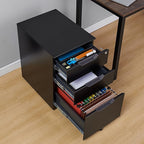 Amazon Basics 3 Drawer Mobile File Cabinet With Lock, Black, 20.71" D x 15.51" W x 24.29" H