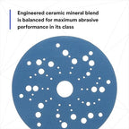 3M Hookit Blue Abrasive Ceramic Aluminum Oxide Hook & Loop Disc - 5 in Diameter Multi-Hole Vacuum Holes - 36166 [PRICE is per BOX]