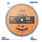 10" Miter/Table Saw Blade, 80 Teeth ATB Tungsten Carbide Saw Blades with 5/8" Arbor for Wood, Aluminum, PVC Pipe and Plastic Cutting