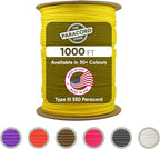 The Paracord Store | Type III 550 Paracord - 1000 FT Spool, Yellow | Heavy Duty 7 Strand Tactical Paracord - USA Made Nylon Outdoor Parachute Cord for Camping, Fishing & More - Survival Cord