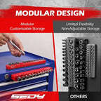 2-Piece 1/4"-Drive Metric Magnetic Socket Organizer Set (Holds 26 Sockets) - Detachable Tool Tray with 5mm Magnetic Base, Screw-Fixed Design & Heavy-Duty Modular Storage for Garage/Home Workshop