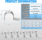 OHLECTRIC Heavy Duty Pipe Strap (10 Pack - 2 Inch) Zinc-Plated Steel EMT Conduit Clamps - 1 Hole Reinforced Rib Design - Snap-On Installation - Metal Pipe Strap for EMT Conduits