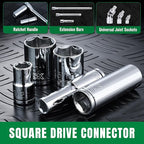 SK 1/2" Drive Socket Set, Deep SAE Sockets, 11-Piece 7/16" to 1-1/16", SuperKrome Finish, Premium CR-V Construction, with Aluminum Socket Organizer