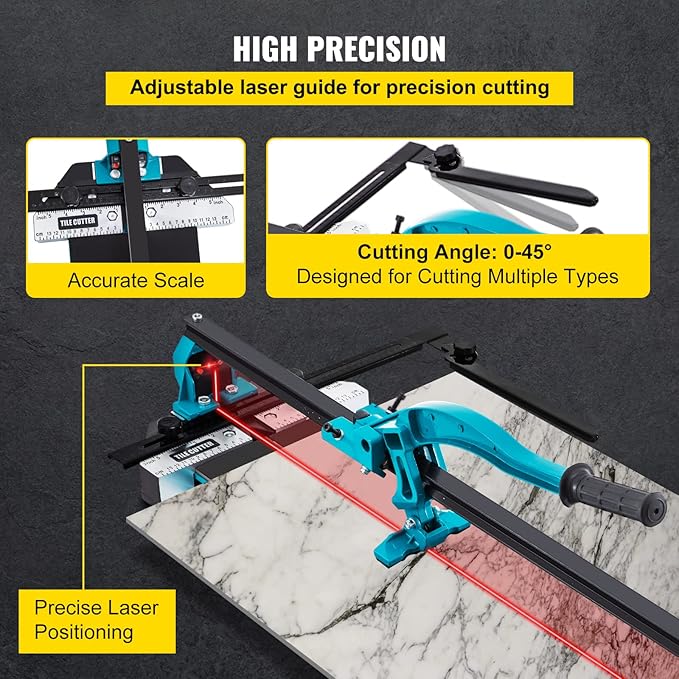Mophorn 48 Inch Tile Cutter Single Rail Double Brackets Manual Tile Cutter 3/5 in Cap w/Precise Laser Manual Cutter Tools for Precision Cutting (48 Inch)