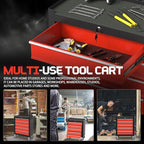 5-Drawer Rolling Tool Boxes,Metal Rolling Tool Chest with Wheels and Locking Tool Chest,Portable Metal Tool Box for Warehouse,Garage, Repair Shop, Workshop (Blackred, 5-Drawer)