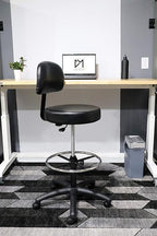 Chair Master Adjustable Chair/Stool for Exam Rooms, Labs, Doctor and Dentist Offices. Easy to Clean! 24"-34" Seat Height. 18" Foot Ring (Tall Bench Height, Black)