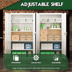 Greenvelly Metal Garage Storage Cabinet with 2 Doors & Adjustable Shelves, 72" Lockable Steel Tool Cabinet - White - (36" W x 18" D)