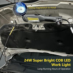 Portable Corded LED Work Light with Outlet in Handle, COB LED, 3000 Lumen 25ft 16AWG 3C SJTOW Cord Handheld Work Light, Strong Magnet, Swivel Hook for Mechanic, Garage, Workshop, Car Repair