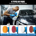 Cordless Sander, 3" Palm Sander with 2Pcs 16.8V 3.0Ah Batteries, 3500RPM Mini Polisher, 30 Accessories Sander Tool for Sanding/Polishing/Waxing/Cleaning