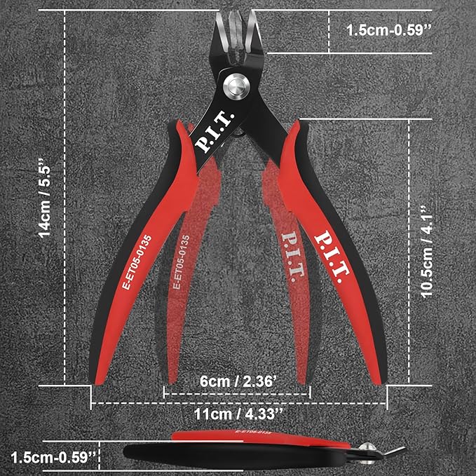 P.I.T. 2 Pack Micro Wire Cutters, 5.5'' Precision Electronics Flush Cutters with TPU Handle, Spring Loaded Wire Cutters for Crafting, Electronics, Jewelry Making