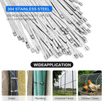 Stainless Steel Cable Tie Gun Set - With 150pcs Heavy Duty Cable Ties，Special Tool For Fastening And Cutting Metal Zip Ties-for Chain Link Fence Parts, Wire Fence Rolls,Exhaust Wrap, Outdoor Fences