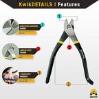 KwikSafety - Charlotte, NC - PINZA Ironworker Pliers Heavy Duty Diagonal Cutting Pliers Angled Head Steel Rebar Cut Aluminum Bi-Material Tempered Handles & Short Beveled Jaws Lineman Plier
