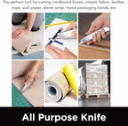 INTERNET'S BEST Premium Utility Knife Set | Retractable Box Cutter with Metal Handle | Heavy-Duty Cutting for Cardboard, Carpet, Plastic | Retractable Blade | Includes 2 Razor Knives & Extra Blades