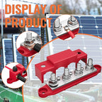 Joinfworld Power Distribution Block Bus Bar 12V 250A with 4 x 5/16"(M8) Studs Marine Bus Bar 12 Volt DC Battery Busbar Terminal Block for Automotive, Car, Boat, Solar Wiring - Negative&Positive