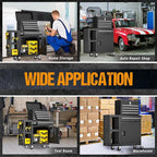 5 Drawers Rolling Tool Chest, Tool Box Detachable Top Metal Tool with Locking System, Protective Mat & Tool Rack, Garage Storage Cart with Side Cabinet, Tool Box for Garage