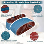 3x18 Inch Belt Sander Sanding Belts Kit 20 Pcs (5 Each of 40/60/80/120 Grits), Zirconia Belt Sander Paper Sanding Belts for Wood, Metal, Cars, and Furniture, 20-Pack