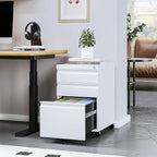 STANI Mobile File Cabinet with Lock Under Desk 3 Drawer Metal Filing Cabinet Locking Office Mobile Cabinet with Wheels Under Desk Office Drawers Rolling Mobile File Cabinet Fully Assembled