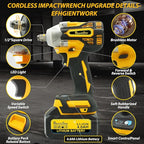 20V MAX Cordless Impact Wrench, 1/2" Brushless Motor High Torque Impact Gun, Variable Speed, Compatible with Ma kita Battery (Tool Only, No Battery and Charger Included)