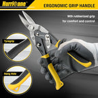 HURRICANE 3 pc Aviation Tin Snips Set, Metal Cutter Shear for Cut Sheet Metal, Chrome Vanadium Steel, Straight Left and Right, Ergonomical TyreGrip Handle with Hang Hole and Safety Latch