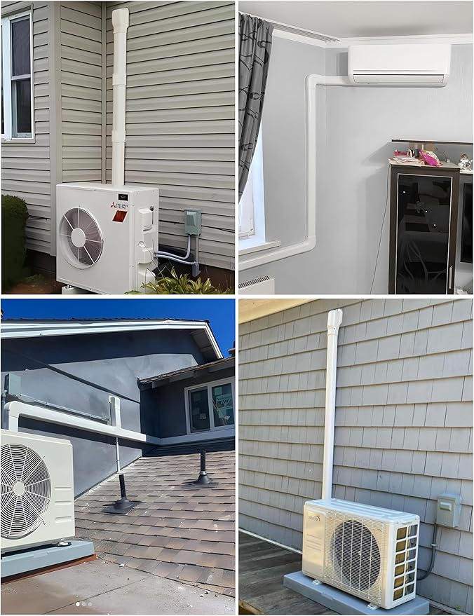 3" 16Ft Mini Split Line Set Cover with Flexible Duct, Upgrade PP Decorative Minisplit Lineset Cover Kit, Paintable for Mini Split, Air Conditioner, Central AC, HVAC and Heat Pumps, White