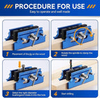 Self Centering Doweling Jig Kit,Adjustable Width Dowel Jig for Straight Holes,Adjustable Drilling Guide Wood Working Tools with 6 Drill Guide Bushings, Wood Doweling for Woodworking（Blue）