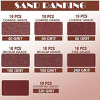 70pcs Mouse Sander Sandpaper Assortment Kit, 5 Hole Detail Sander Sandpaper Palm Sander Paper Mouse Sanding Pads Hook and Loop Sanding Sheets - 40/60/80/100/150/240/320 Grit