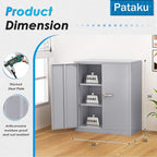 Pataku Metal Storage Cabinet, Garage Cabinet with Doors and Shelves 36" Hx32 Wx16 D, Steel Lockable File Cabinets for Office, Home, Garage, Basement, Industrial, Dark Grey