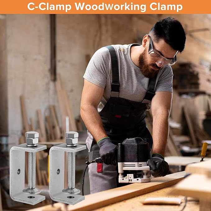 120MM 304 Heavy Duty Stainless Steel C Clamps Tiger Clamp Woodworking Clamp,Features Stable Wide Jaws and Protective Pads (4 Pcs)