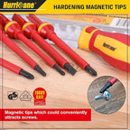 HURRICANE 1000V Insulated Screwdriver Set, 15pc All-in-1 Professional Insulated Electrician Screwdriver Set CR-V Magnetic Robertson Square Phillips Slotted Pozi Torx Insulated Electrician Tool Kit