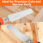 JORGENSEN Japanese Flush Cut Saw, 5 Inch Pro Double Edge Pull Saw, SK5 Flexible Blade Wood Handsaw, 18/25 TPI Blade with Soft Grip Handle for Hardwood & Softwood Woodworking, Wood Trim