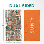 SUN'Y Beach Towel - Sand Free, Microfiber, Compact & Lightweight Travel, Quick Dry - Groovy - Large (63”x31.5”)