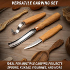 BeaverCraft Wood Carving Knives Kit Spoon Carving Tools S14 - Spoon Hook Knife Wood Carving Chisels Set Bowl Gouge - Whittling Knives Whittling Kit for Beginners - Hobby Knife Set