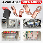 AIRIC UL Listed 2/0 AWG - 3/8" Battery Cable Lugs, Heat Shrink Ring Terminals End, Copper Cable Ends, Wiring Connector Terminal, Electrical Crimp Connectors, Wire Lug for 2/0 Gauge Wires, 4 PCS