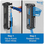 ICC CAT5e Patch Panel, UL Listed & PoE++ Rated Gigabit Applications, Wall Mount 12 Port Network Patch Panel with Rear 110 IDC Terminal Blocks and 89D Wall Mount Bracket, Black
