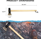 Prandi Axes Merlin C45 Forged Carbon Steel Splitting Maul - Hickory Handle with Leather String - Ideal for Firewood, Splitting, and Chopping - 35.43" L x 8.78" W, 3000g Head 3.014.30.TH - No Sheath