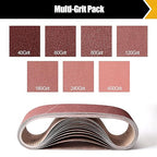 14 Pack Sanding Belts 4x36 Inch, 4x36 Belt Sander Sanding Belt Sander Paper 40/60/80/120/180/240/400 Grits Assortment Aluminum Oxide Sanding Belts for Belt Sander Knife Wood Metal Polishing