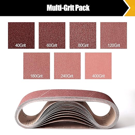 14 Pack Sanding Belts 4x36 Inch, 4x36 Belt Sander Sanding Belt Sander Paper 40/60/80/120/180/240/400 Grits Assortment Aluminum Oxide Sanding Belts for Belt Sander Knife Wood Metal Polishing