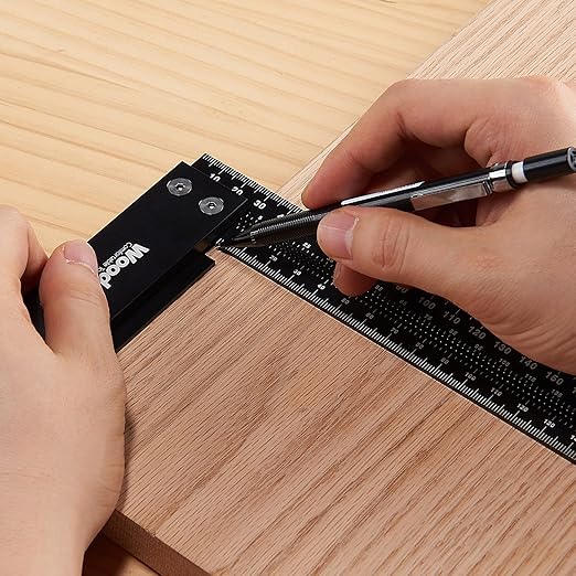 Precision Square Ruler for Measuring and Marking - Aluminum Steel Framing Tool for Professional Carpentry Use (200mm)